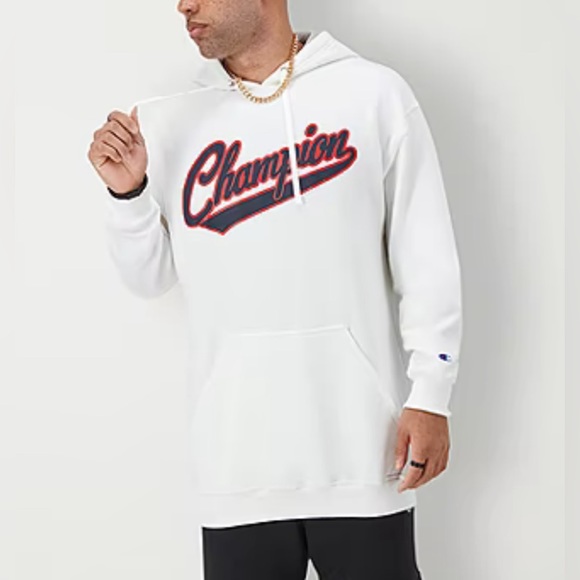 NWT Champion Powerblend Fleece Mens Long Sleeve Hoodie Big and Tall. 2XB. White - Picture 3 of 15